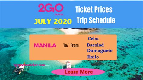 2Go Travel July 2024 Trip Schedule and Fare: Manila to/from .
